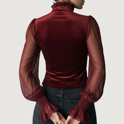 Samantha™ | Elegante Bluse aus Spitze und Samt