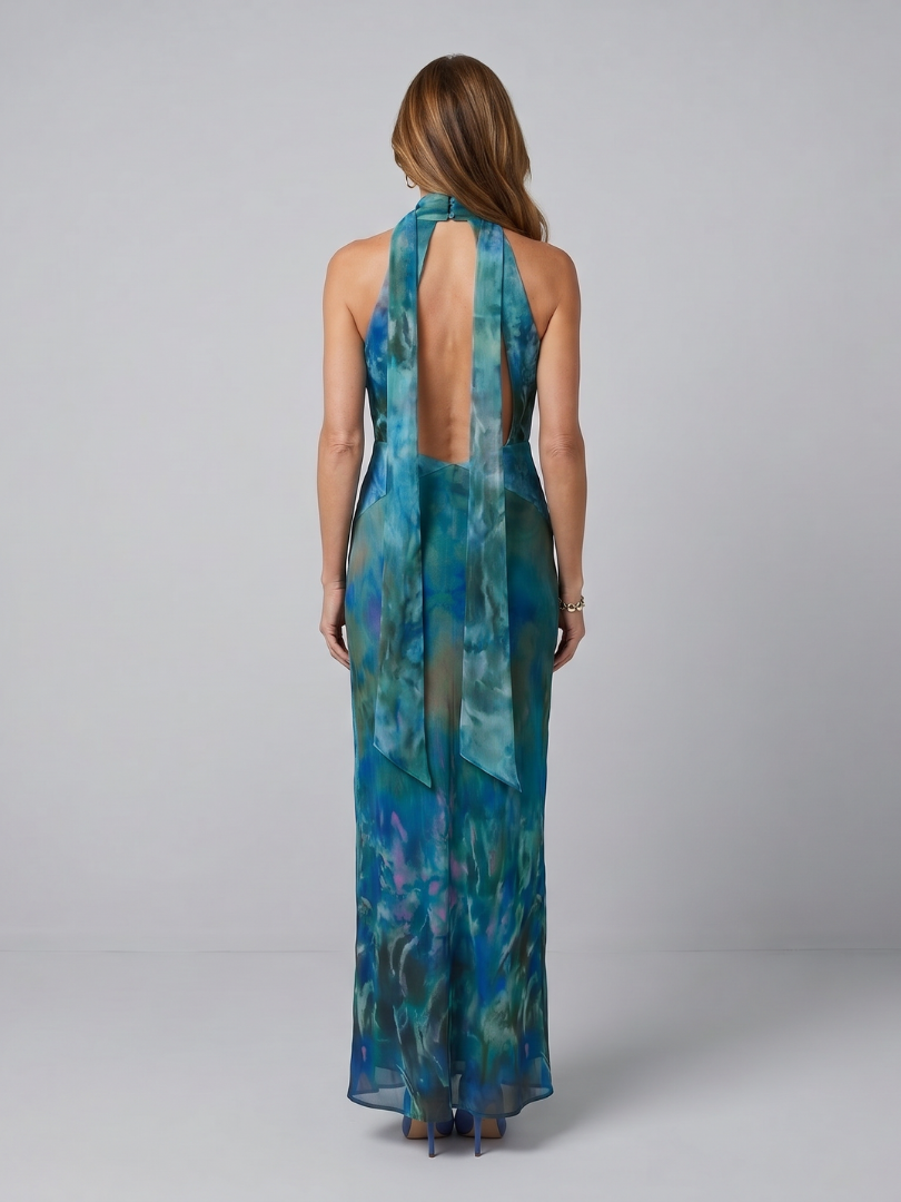 Jennifer™ | ROBE MAXI HALTERNECK À OUVERTURE CLÉ