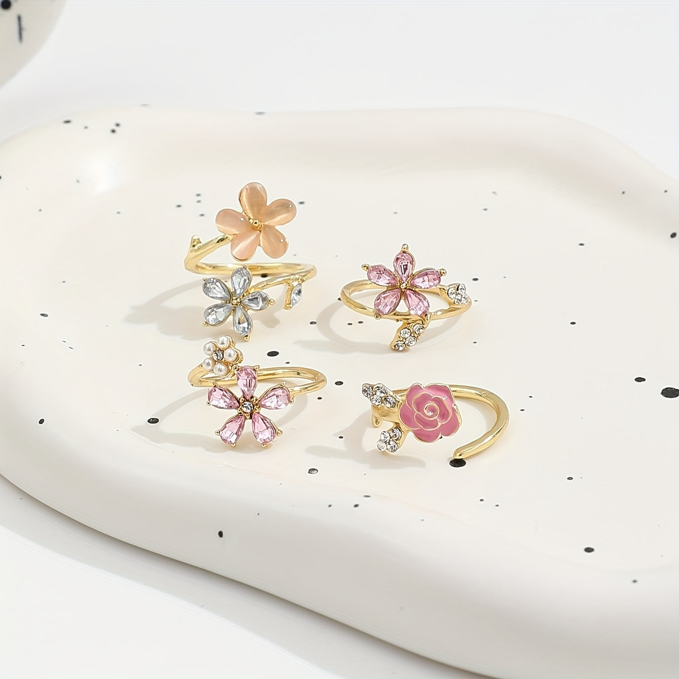 Hanneli™ | Ensemble de bagues en alliage à strass et perles