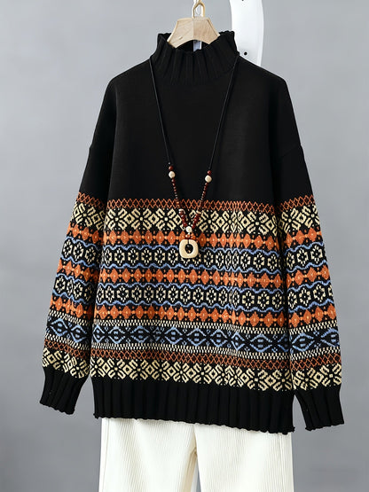 Thea | Pull vintage en jacquard à coupe ample