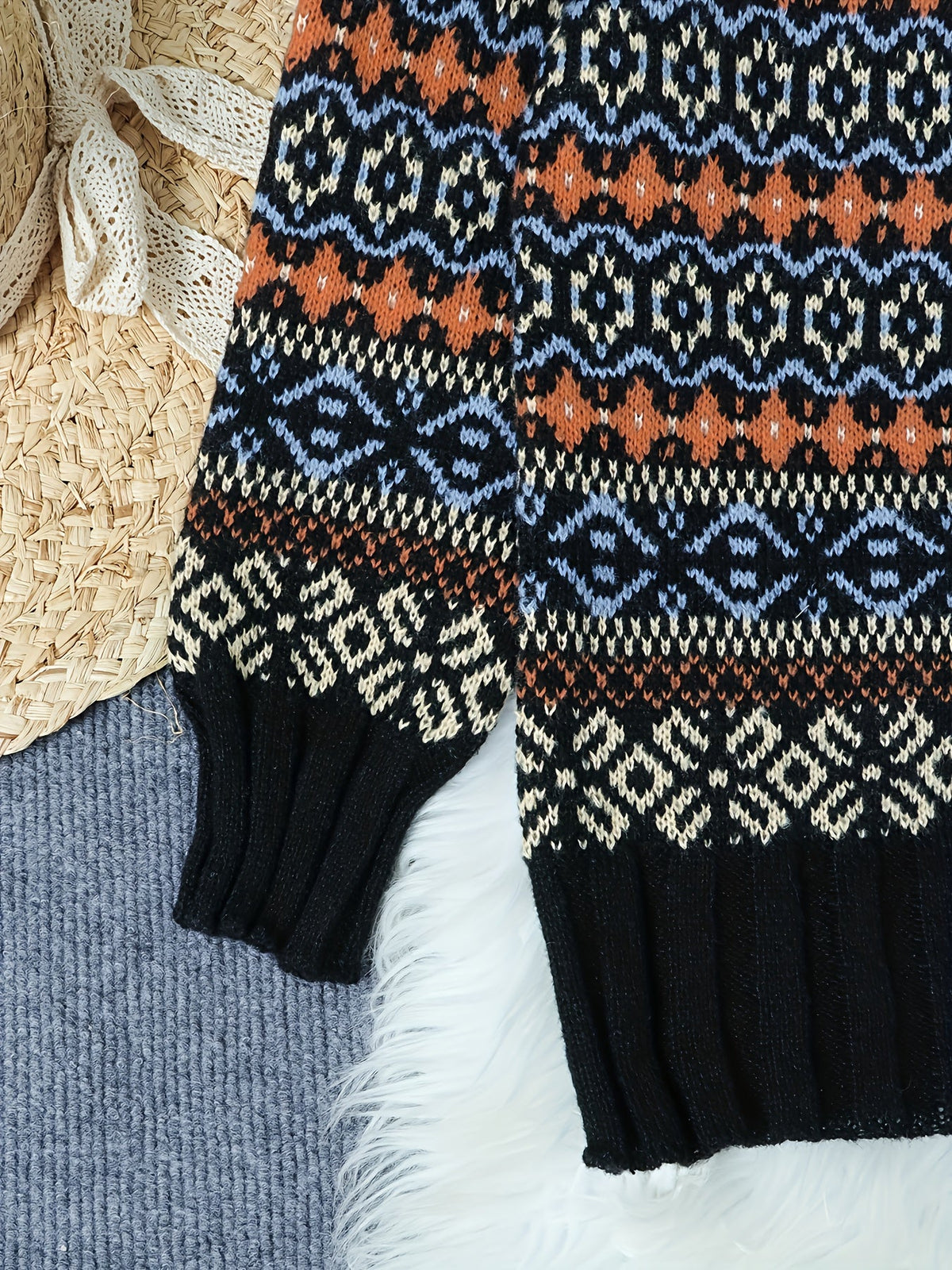 Thea | Pull vintage en jacquard à coupe ample