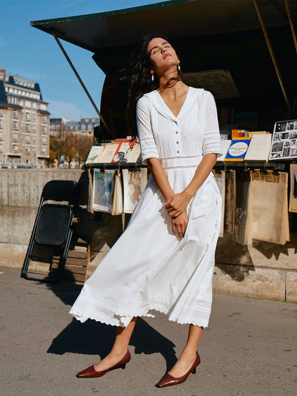Valentine™ | Robe midi brodée en coton