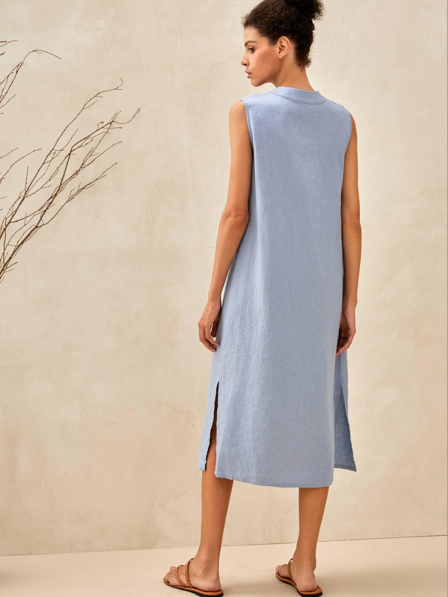 Céleste™ | Robe longue en lin sans manches