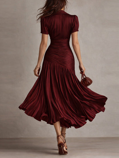 Adriana™ | Robe midi satinée à rayures