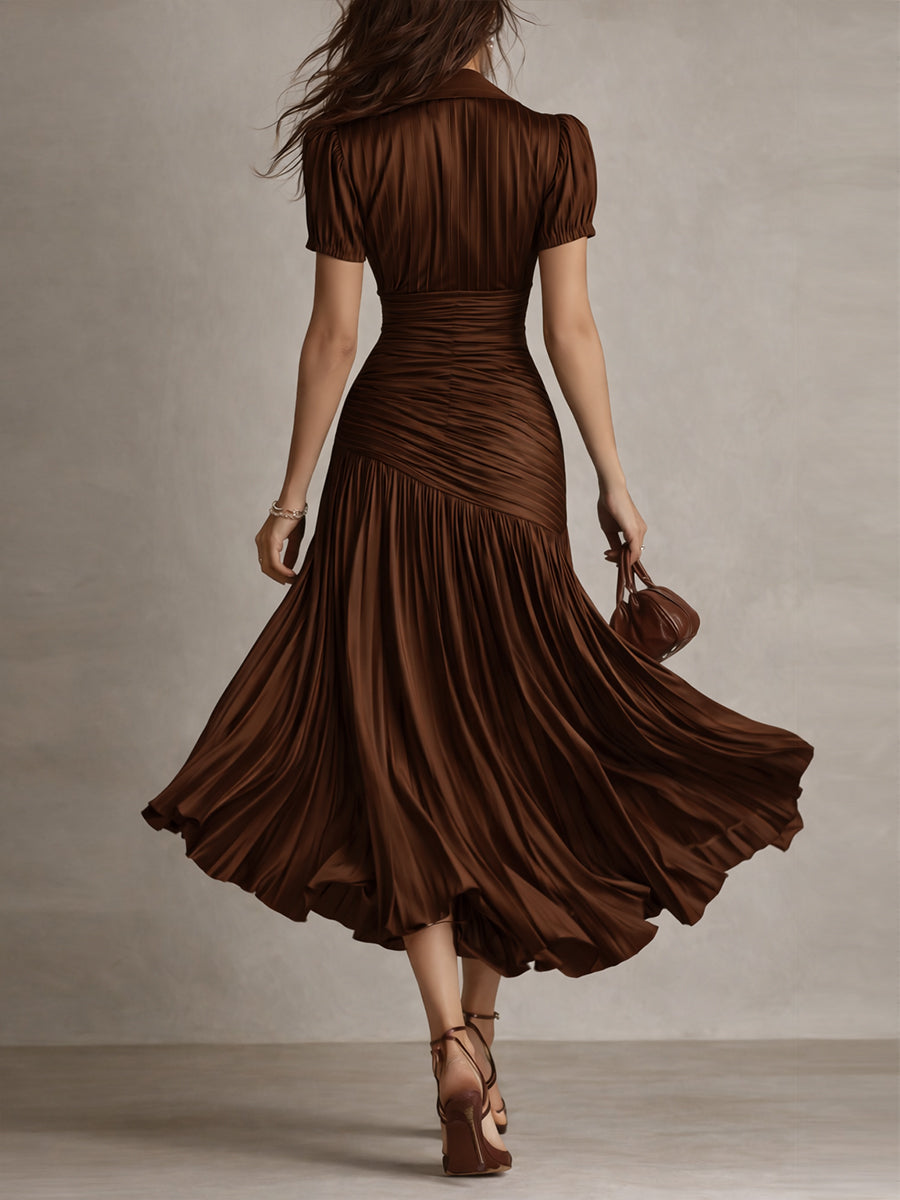 Adriana™ | Robe midi satinée à rayures