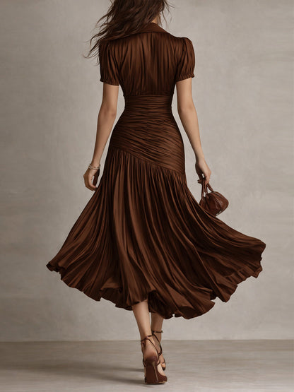 Adriana™ | Robe midi satinée à rayures