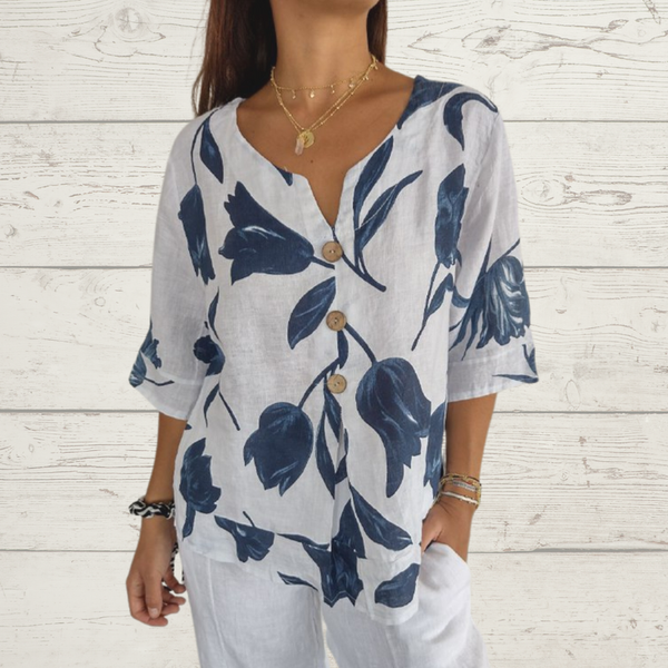 Despoina™ | Top fleuri boutonné