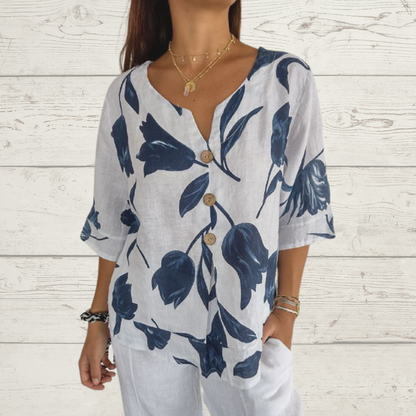 Despoina™ | Top fleuri boutonné