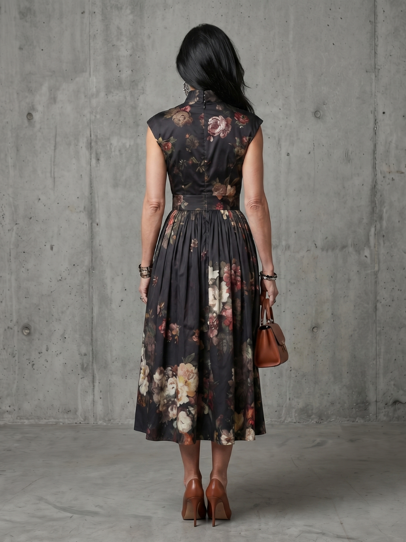 Inès™ | Robe midi plissée fleurie