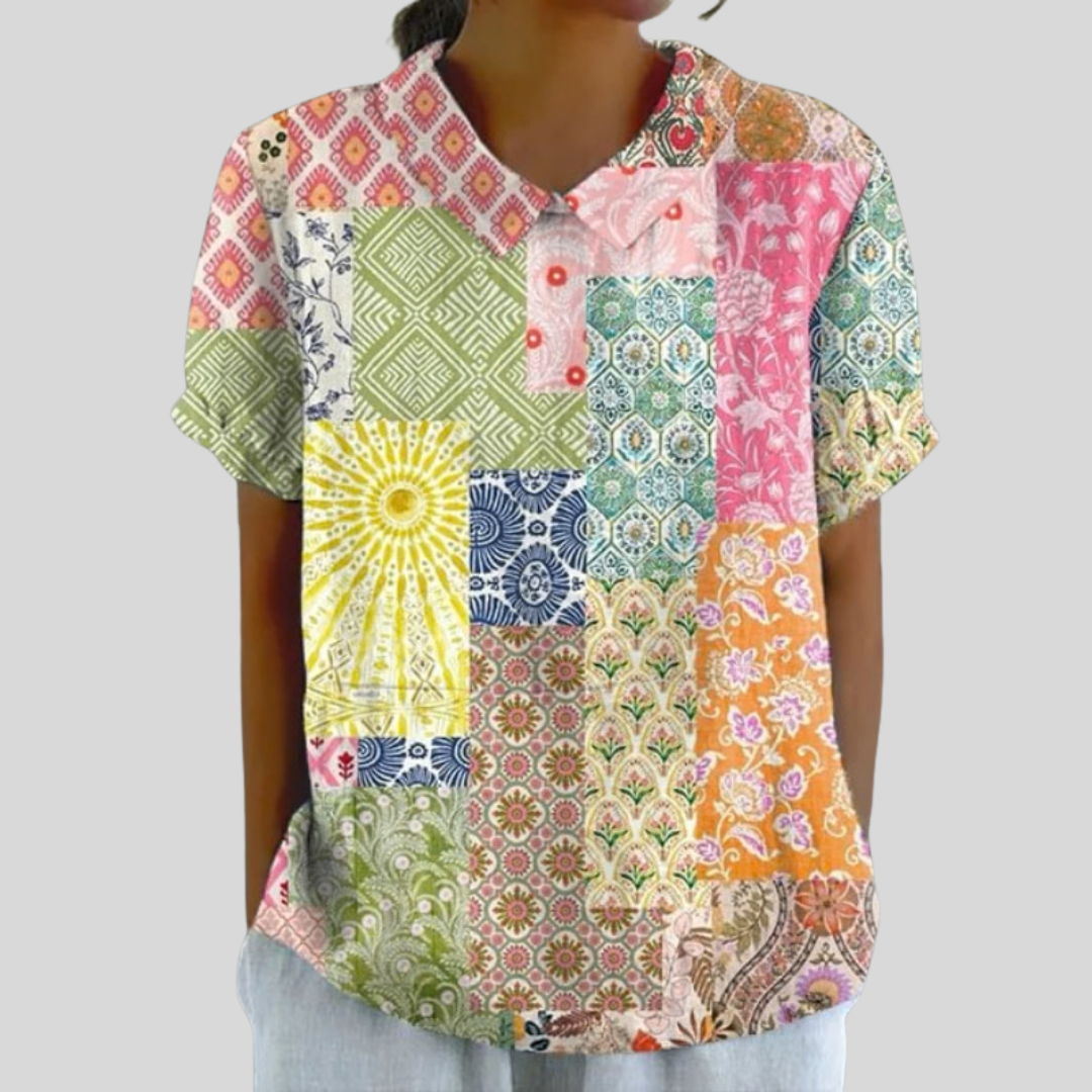Élina™ | Blouse patchwork artistique