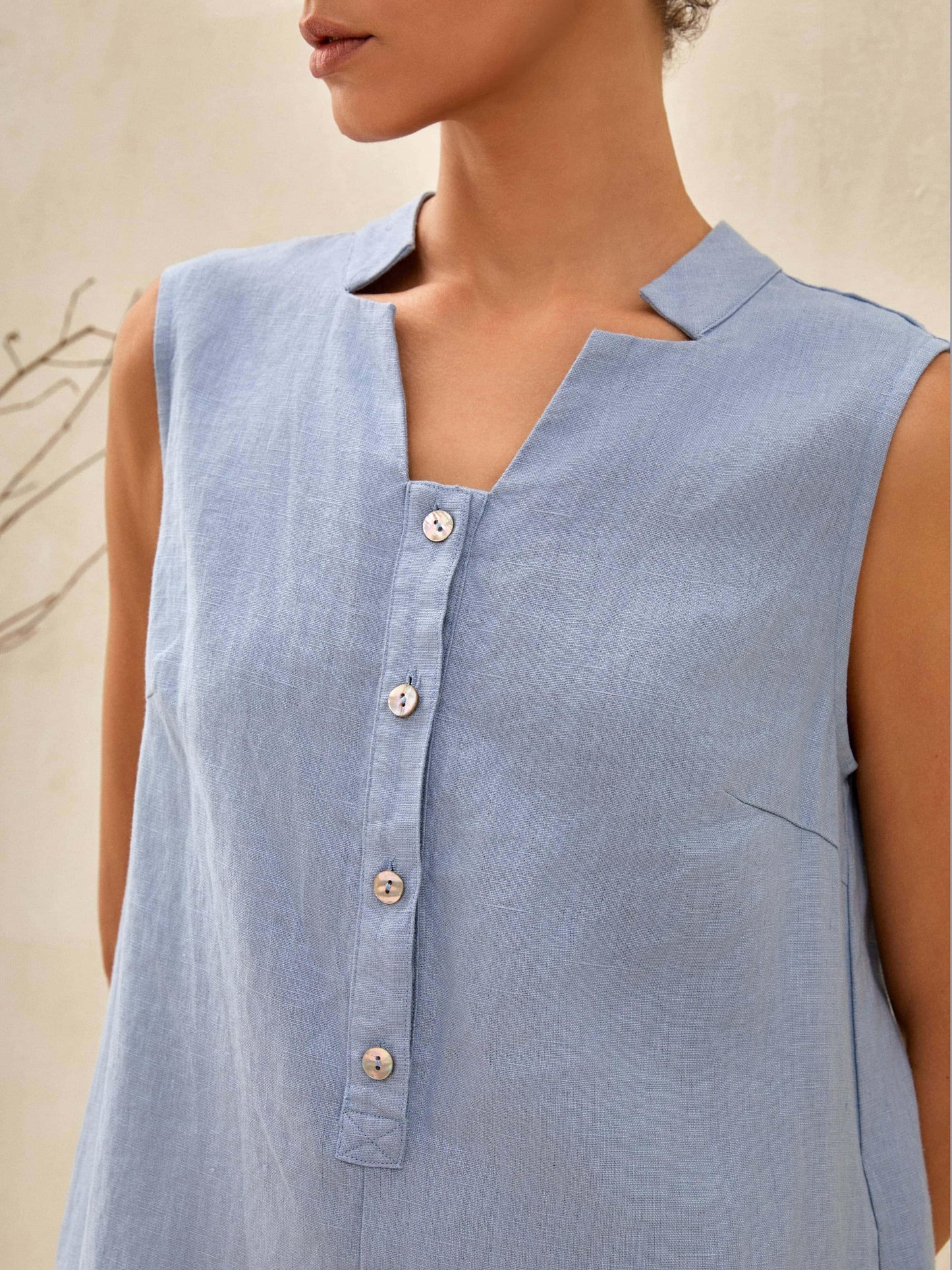 Céleste™ | Robe longue en lin sans manches