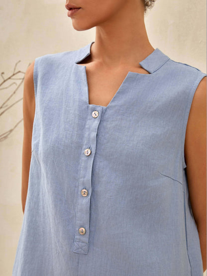 Céleste™ | Robe longue en lin sans manches