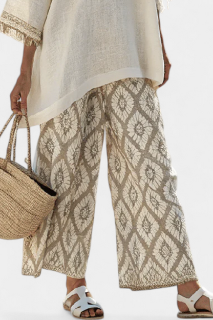 Ilaria™ | Ensemble top à franges &amp; pantalon imprimé