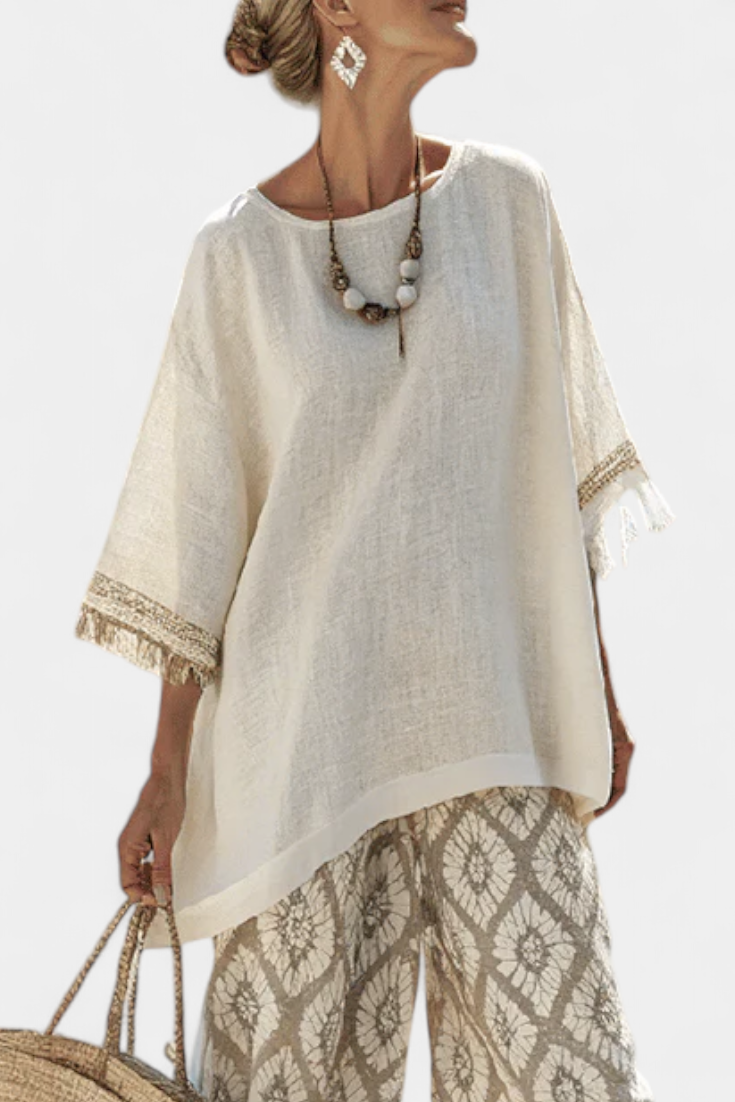 Ilaria™ | Ensemble top à franges &amp; pantalon imprimé