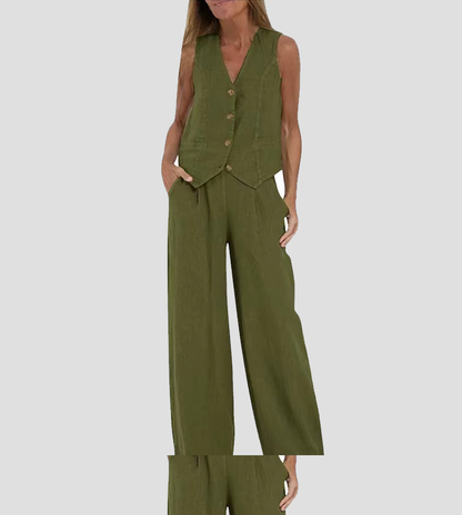 Aira™ | Ensemble 2 pièces gilet &amp; pantalon large