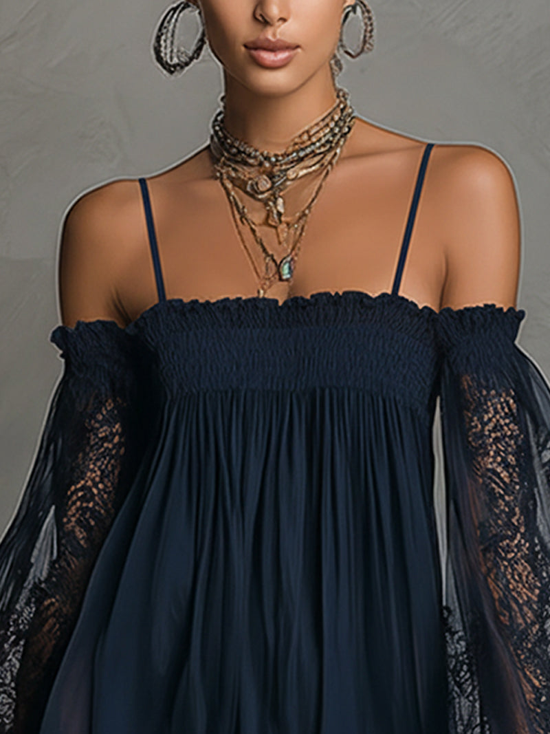 Noemi™ | Mini robe en mousseline épaules dénudées