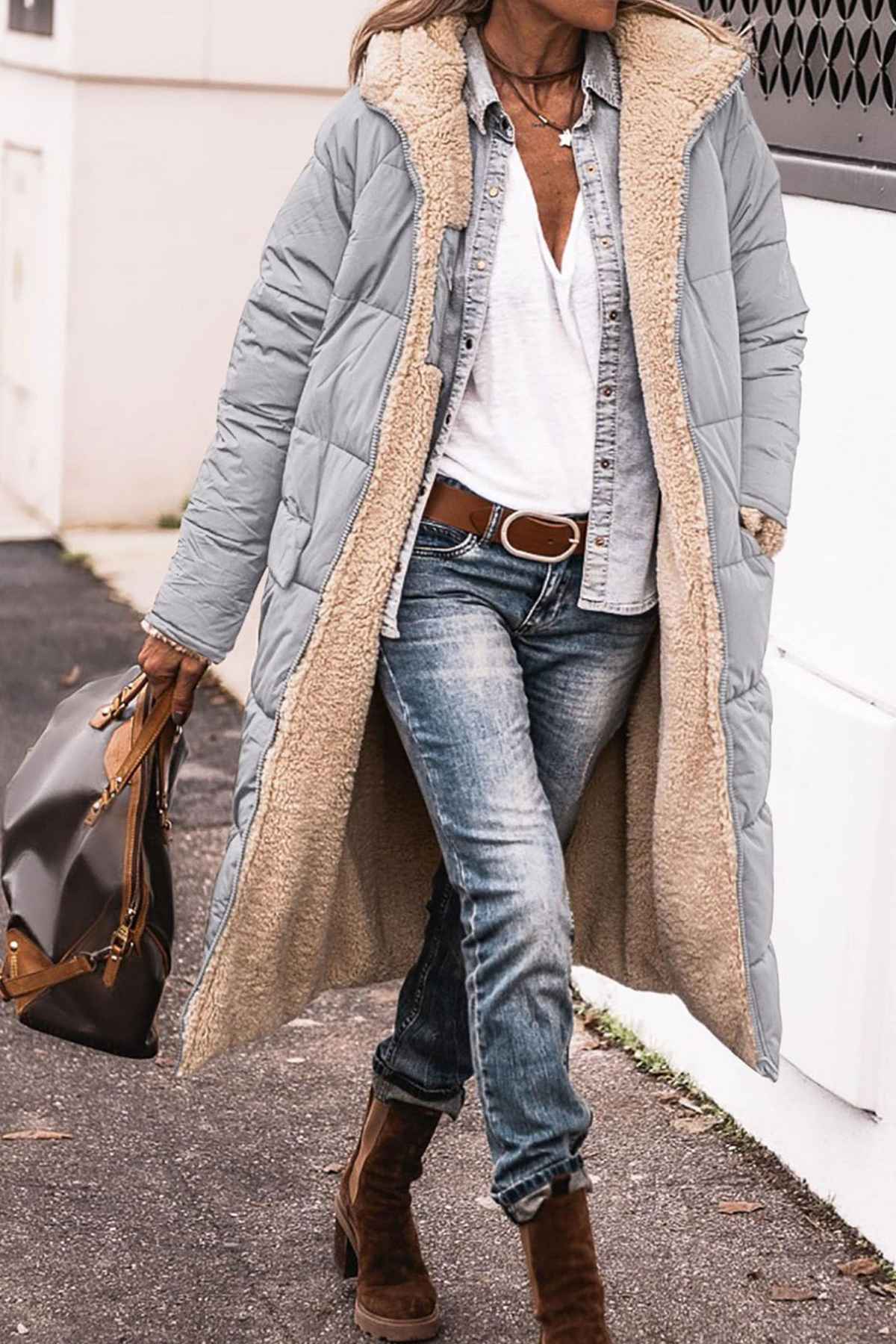 Élise | Manteau réversible en sherpa luxueux, double-face