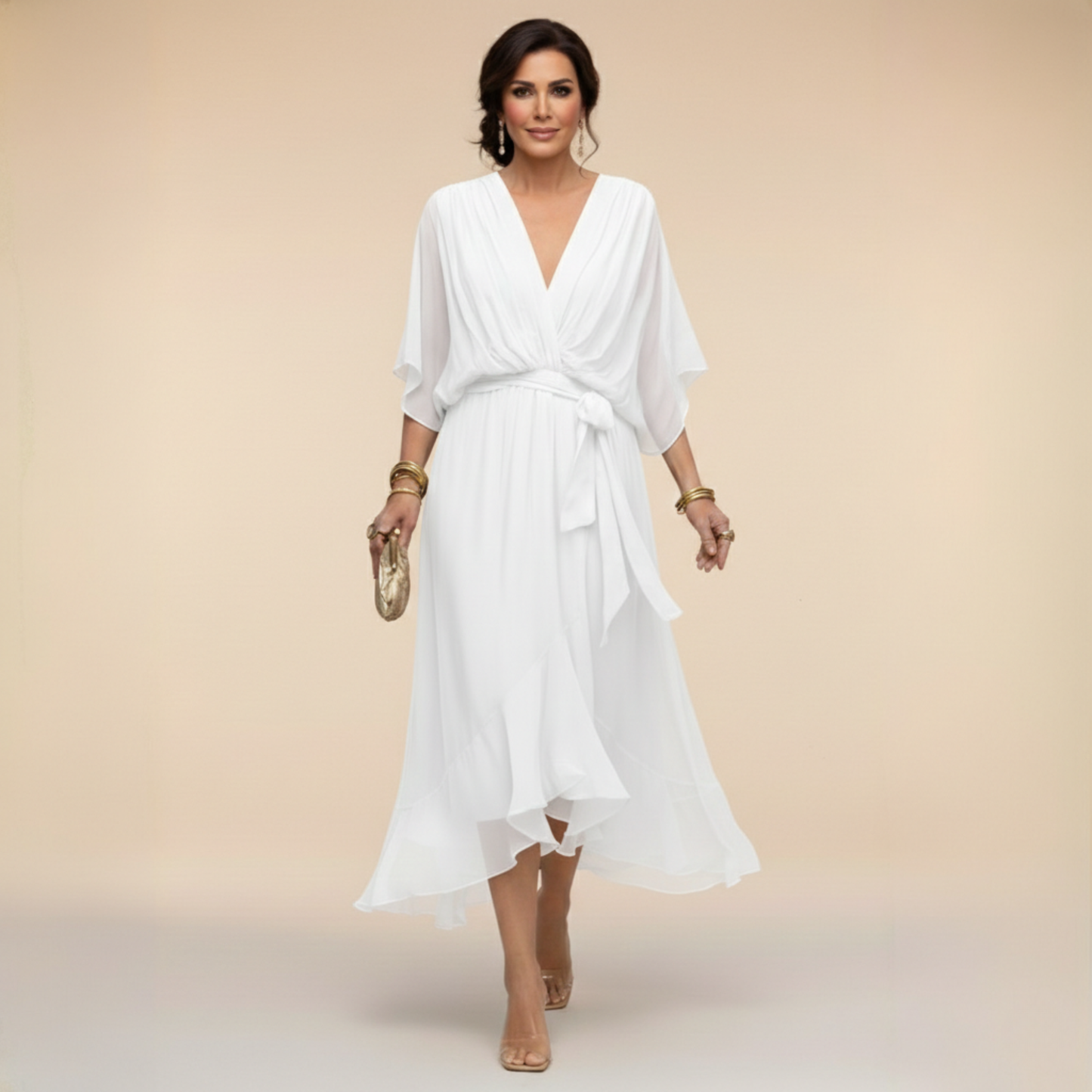 CHRISTA™ | ROBE EN CHIFFON COL V