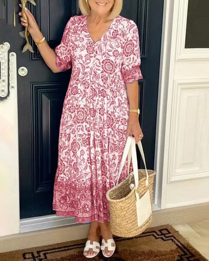 Keisha™ | Robe florale élégante à col en V
