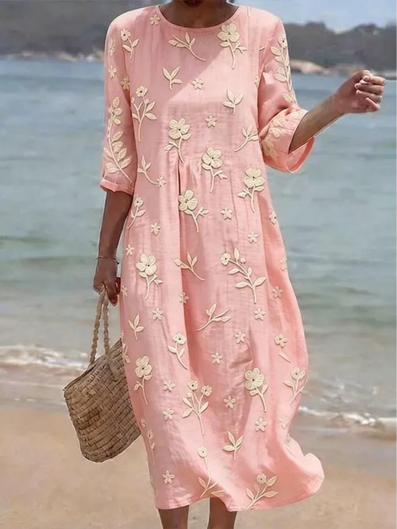 Nerolia™ | Robe brodée manches mi-longues