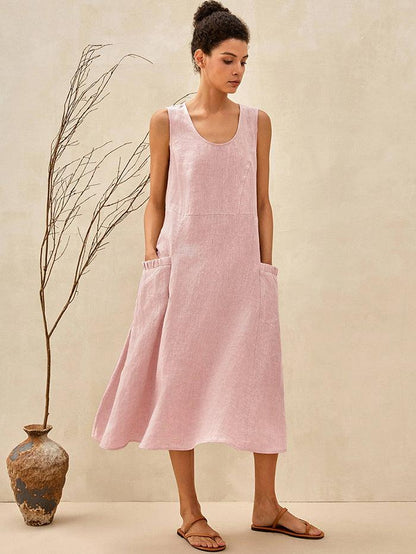 Amandine™ | Robe de plage en lin coupe évasée