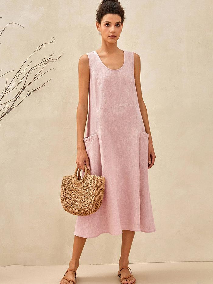 Amandine™ | Robe de plage en lin coupe évasée
