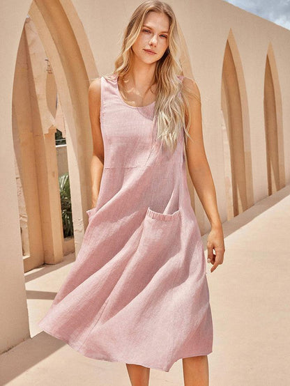Amandine™ | Robe de plage en lin coupe évasée