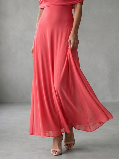 Fatima™ | Robe midi drapée épaules dénudées