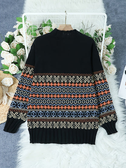 Thea | Pull vintage en jacquard à coupe ample
