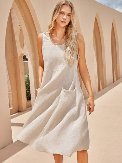 Amandine™ | Robe de plage en lin coupe évasée
