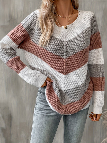 Brooke | Pull en maille à chevrons color-block