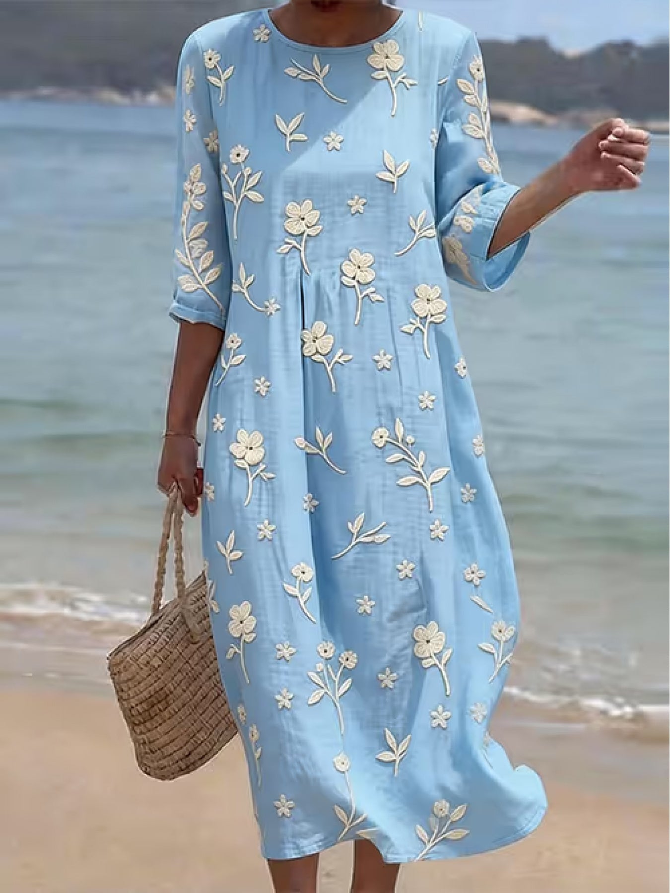 Maxine | Besticktes Kleid mit halblangen Ärmeln