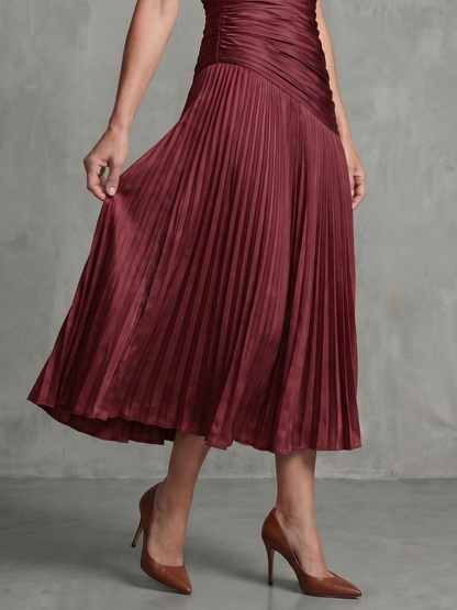 Salma™ | Robe midi rayée plissée