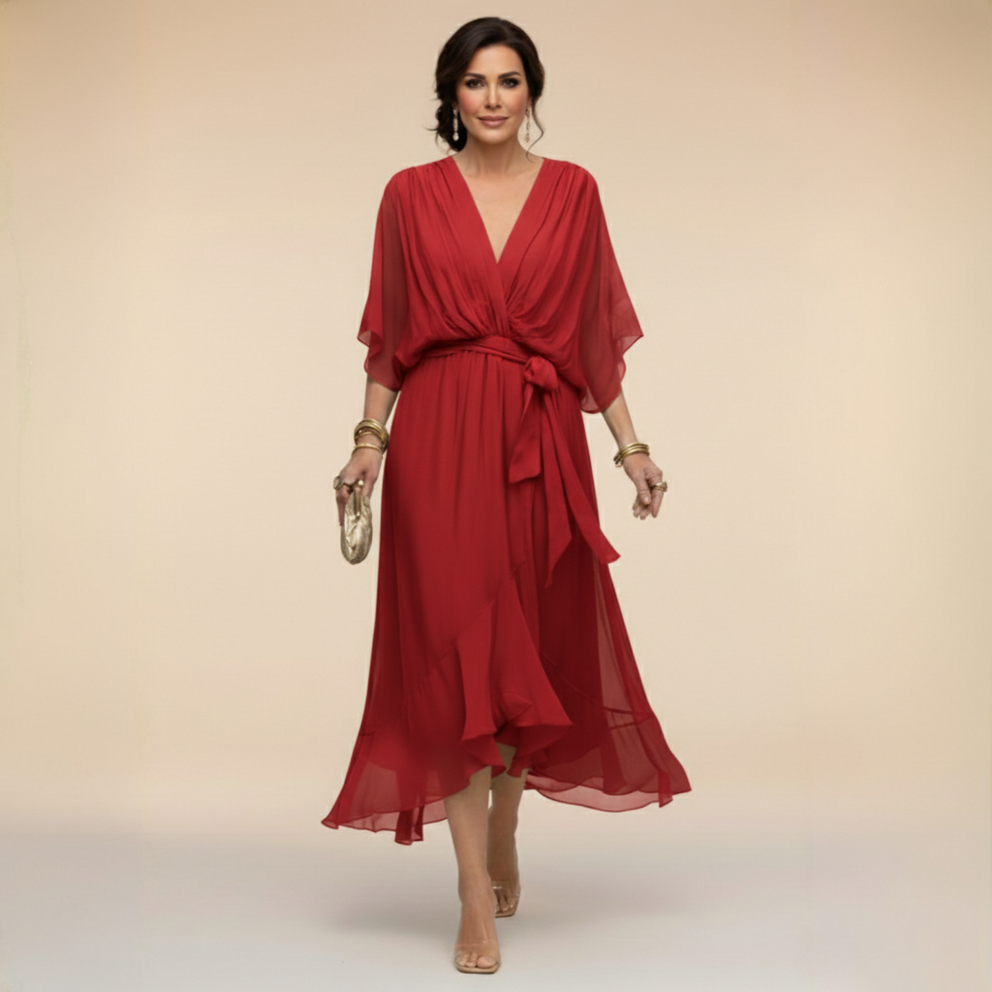 CHRISTA™ | ROBE EN CHIFFON COL V