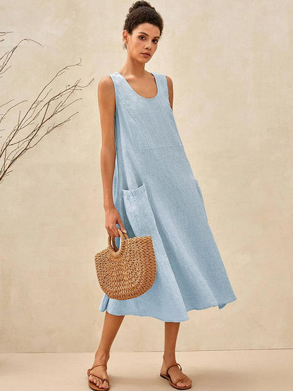 Amandine™ | Robe de plage en lin coupe évasée
