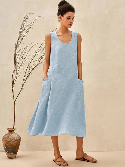 Amandine™ | Robe de plage en lin coupe évasée