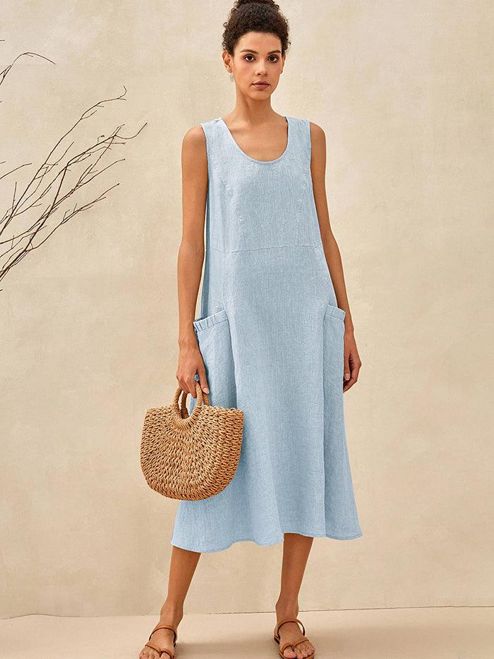 Amandine™ | Robe de plage en lin coupe évasée
