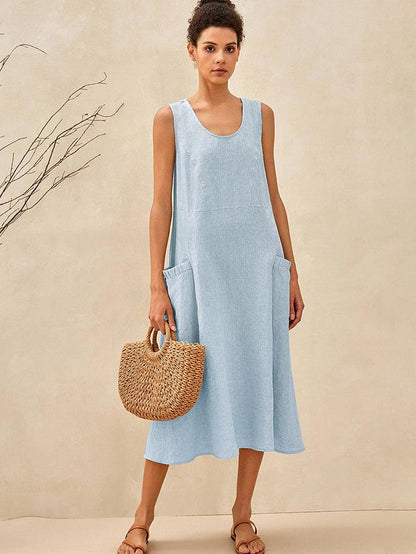 Amandine™ | Robe de plage en lin coupe évasée
