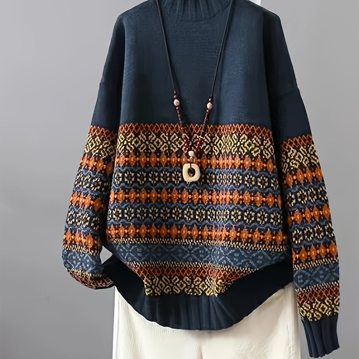 Thea | Pull vintage en jacquard à coupe ample