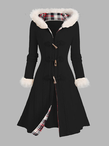 Nadia | Manteau long à capuche bordée de fourrure