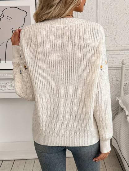Wren | Pull en maille brodé de motifs floraux