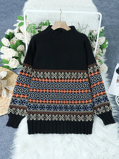 Thea | Pull vintage en jacquard à coupe ample