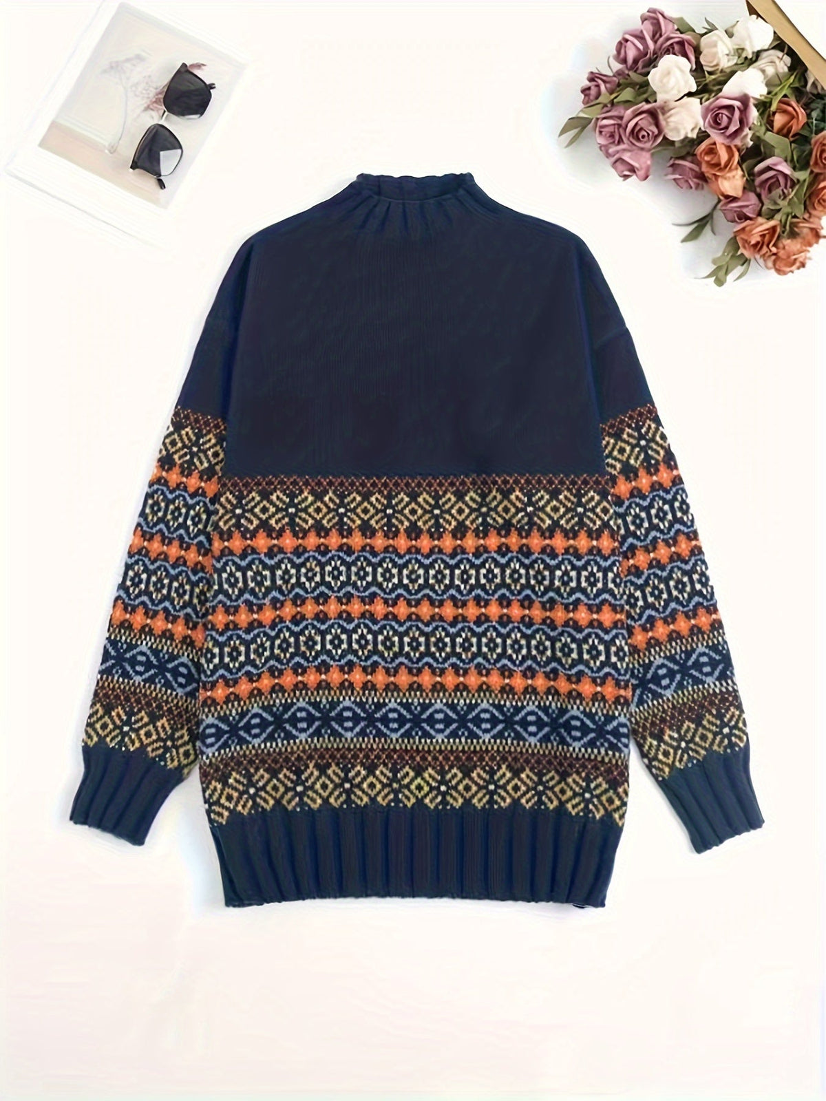 Thea | Pull vintage en jacquard à coupe ample