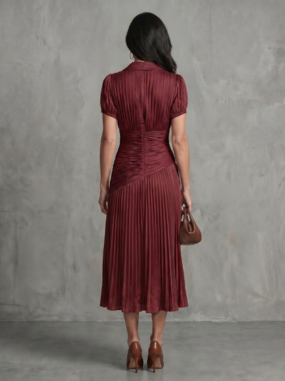 Salma™ | Robe midi rayée plissée
