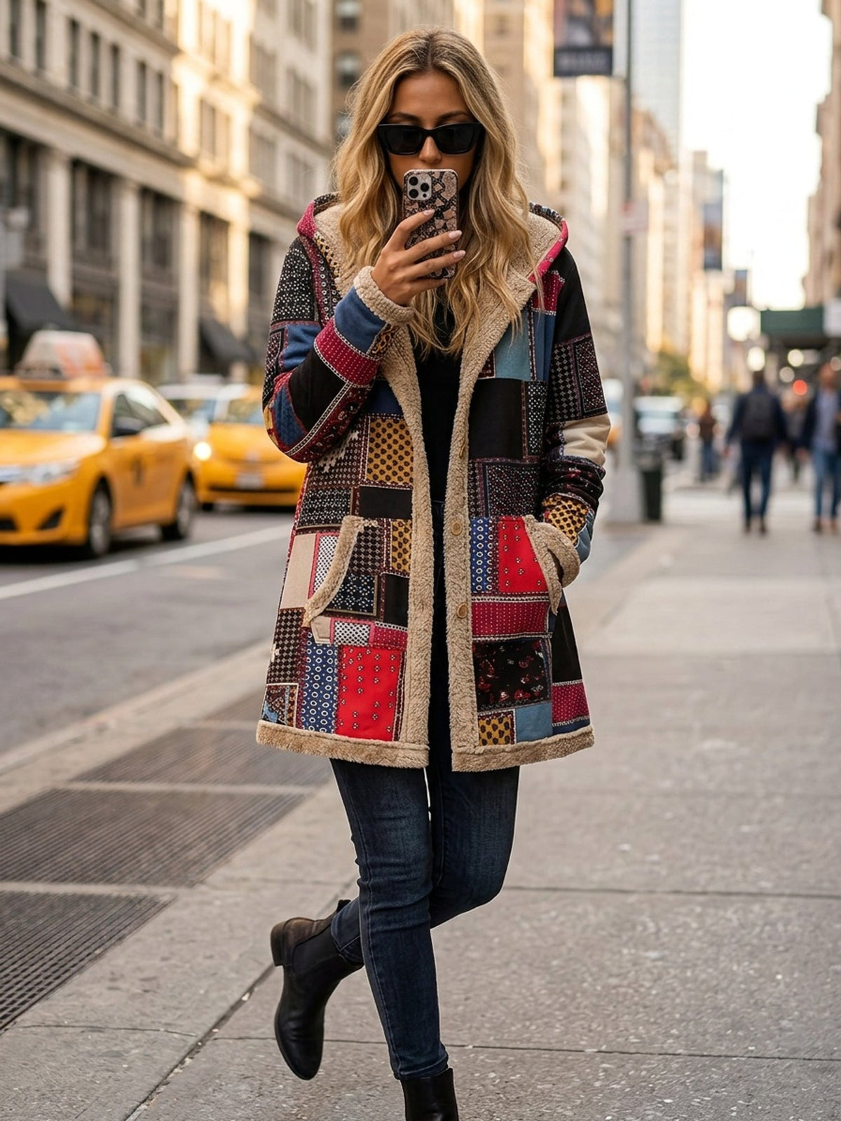 Etta | Manteau à capuche en patchwork