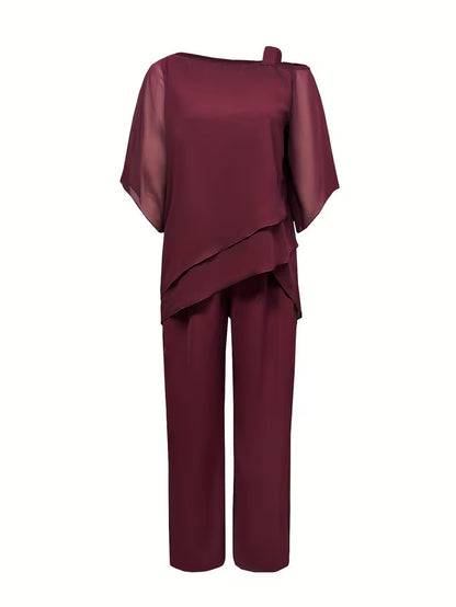 Mavise™ | Ensemble deux pièces fluide avec haut drapé et pantalon élégant