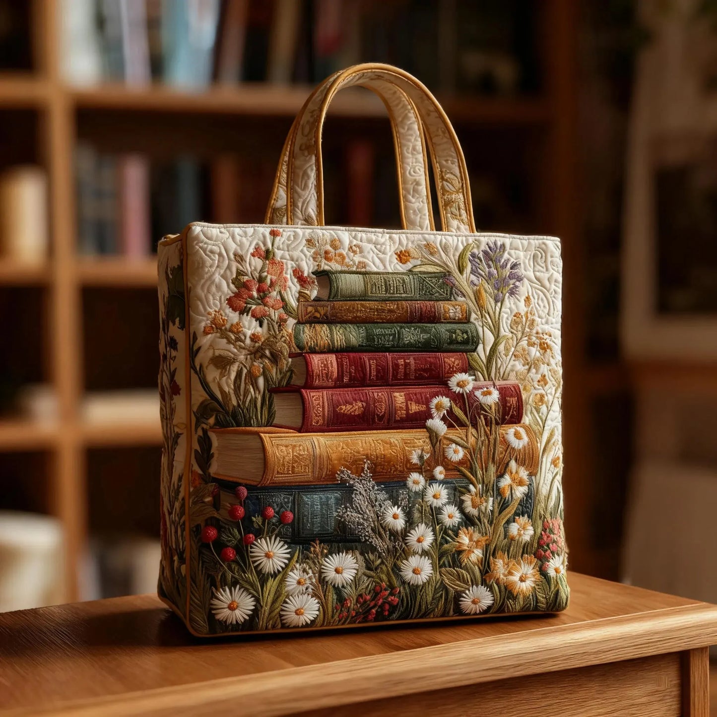 FLEUR MATELASSÉE™ | SAC TOTE ARTISANAL DOUBLÉ (MOTIF FLORAL)