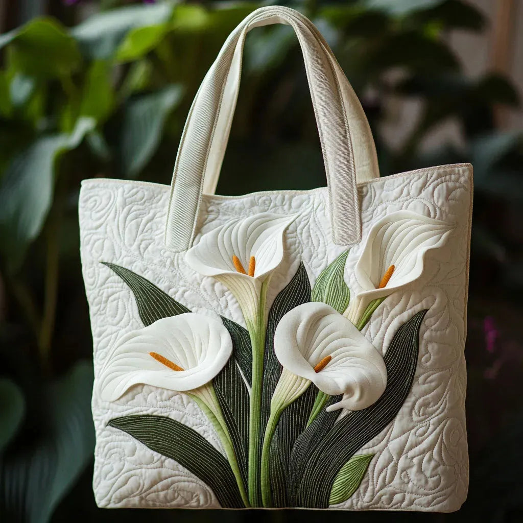 LYS BLANC™ | SAC TOTE TRAPUNTÉ ARTISANAL DOUBLÉ (LYS)
