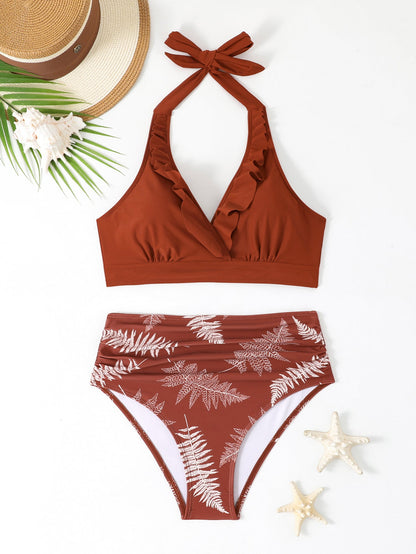 RIMINI™ | BIKINI HALTER À VOLANTS TAILLE HAUTE