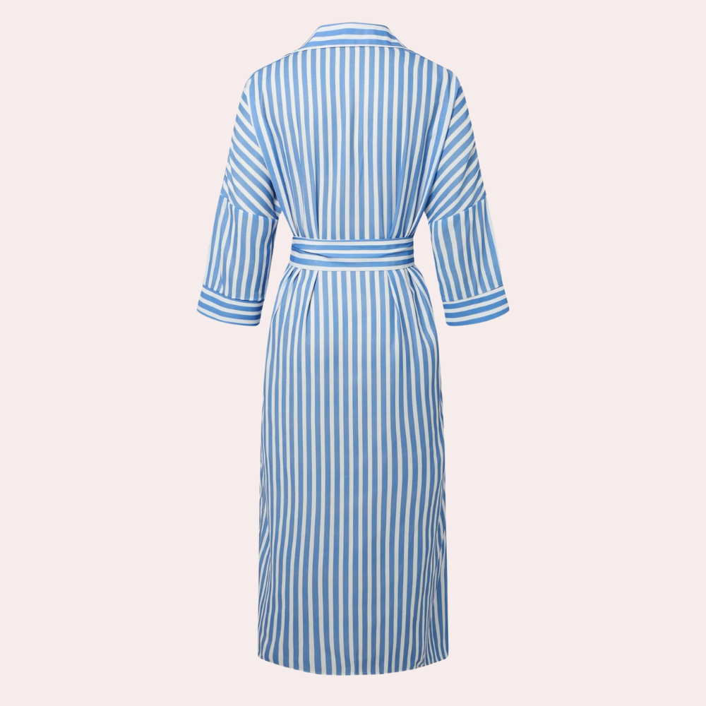 Noa™ | Robe chemise midi rayée décontractée